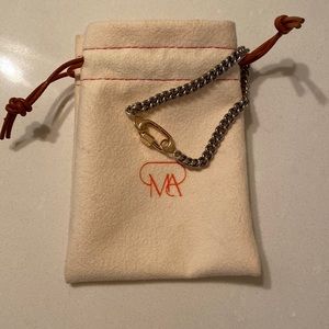 Marla Aaron Gold Link and Silver Chain Bracelet